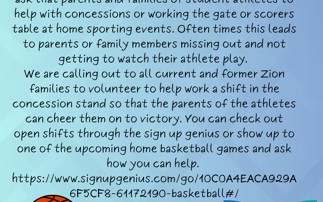 Volunteer for Zion’s Basketball Games