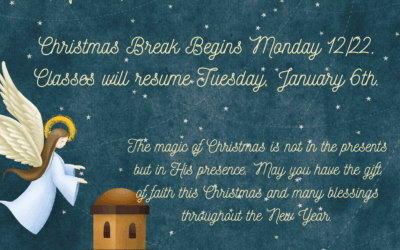 Christmas Break Monday, December 22nd-Tuesday, January 6th.