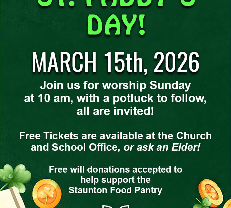 St.Paddy’s Day Worship Service and Potluck